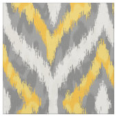 White & Yellow & Grey Quatrefoil Ikat Pattern Stof (Close Up)