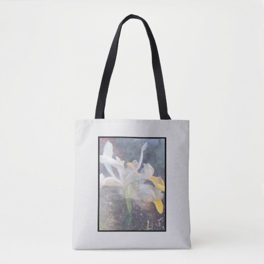 White Yellow Iris Elegant Floral Photo Tas (Voorkant)
