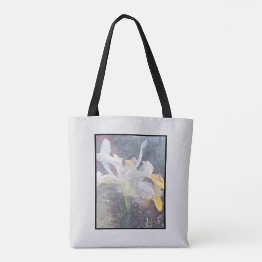 White Yellow Iris Elegant Floral Photo Tas (Achterkant)