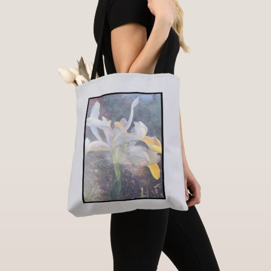 White Yellow Iris Elegant Floral Photo Tas (Dichtbij)