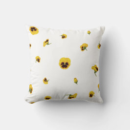 White Yellow Japanese Pansy Floral Pattern Kussen