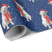 White Yellow Labrador Retriever in Santa Hat Cadeaupapier (Rol Hoek)