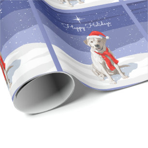 White Yellow Labrador Retriever in Santa Hat Cadeaupapier