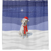White Yellow Labrador Retriever in Santa Hat Douchegordijn (Voorkant)