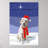 White Yellow Labrador Retriever in Santa Hat Poster (Voorkant)