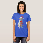 White Yellow Labrador Retriever in Santa Hat T-shirt (Voorkant volledig)