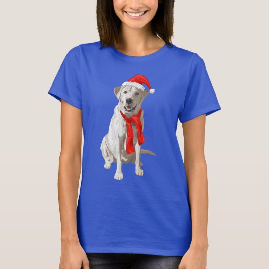 White Yellow Labrador Retriever in Santa Hat T-shirt (Voorkant)