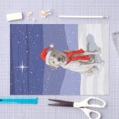 White Yellow Labrador Retriever in Santa Hat Tissuepapier (Craft)