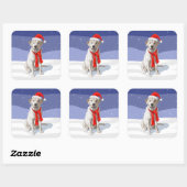 White Yellow Labrador Retriever in Santa Hat Vierkante Sticker (Vel)