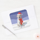 White Yellow Labrador Retriever in Santa Hat Vierkante Sticker (Envelop)
