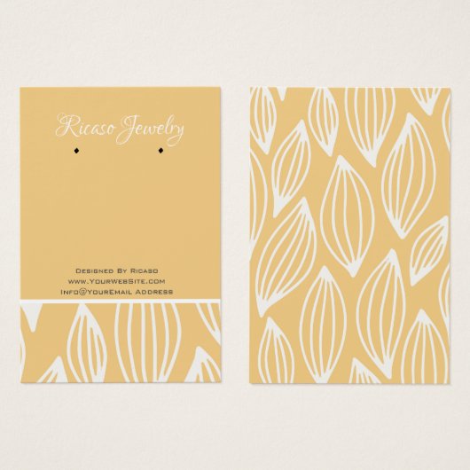 White Yellow Leaf Pattern die Achtergrond verdient Visitekaartje (Voorkant /achterkant)