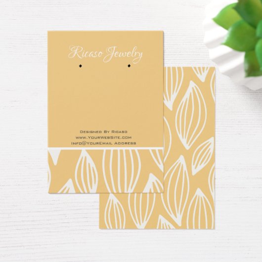 White Yellow Leaf Pattern die Achtergrond verdient Visitekaartje (Bureau)