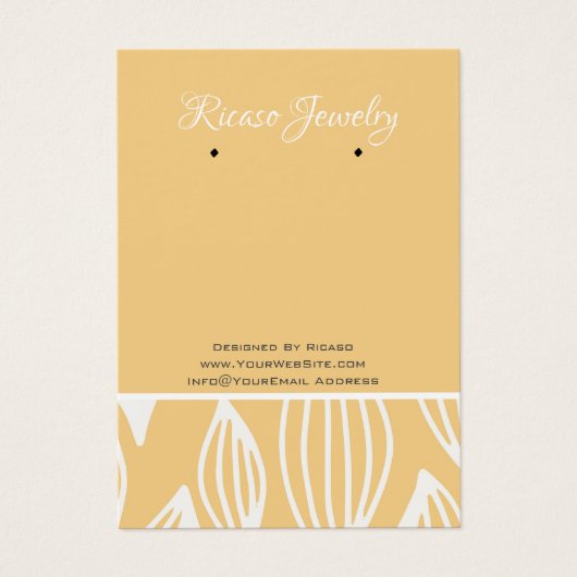 White Yellow Leaf Pattern die Achtergrond verdient Visitekaartje (Voorkant)