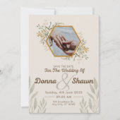 White Yellow Modern, echtpaar en hun trouwring Kaart (Voorkant)