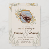 White Yellow Modern, echtpaar en hun trouwring Kaart (Voorkant / Achterkant)