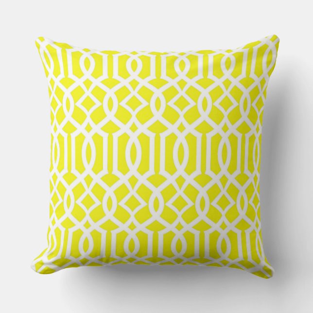 White Yellow Moroccan Trellis Decor Pillow Kussen (Voorkant)