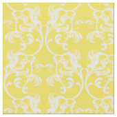 White Yellow Parisian Damask Pattern Fabric Stof (Close Up)
