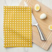 White & Yellow Polkadot Pattern Theedoek (Quarter Fold)