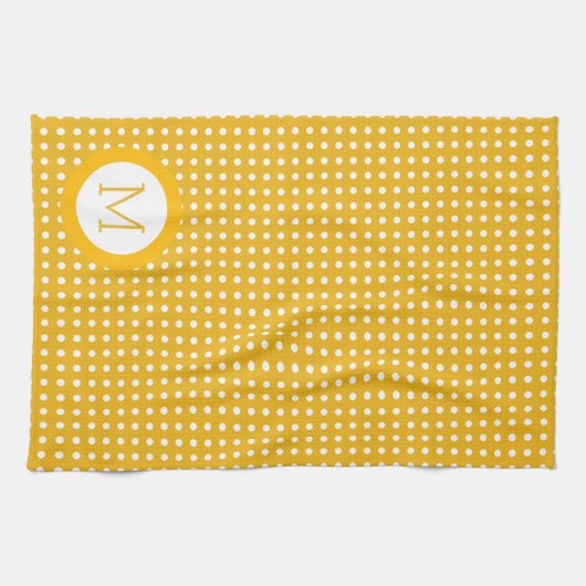 White & Yellow Polkadot Pattern Theedoek (Horizontaal)