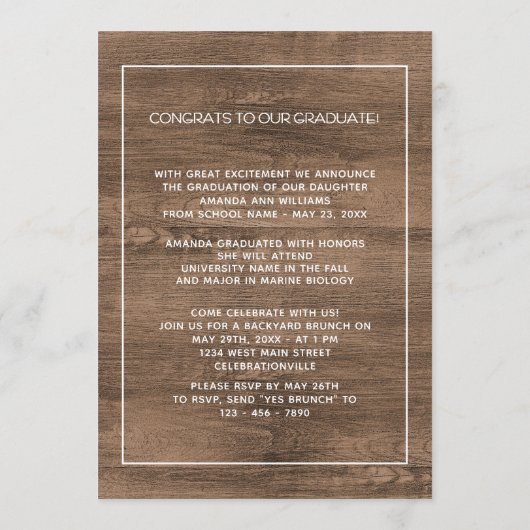 White Yellow Roses Floral Boho Rustic Afstuderen Aankondiging (Achterkant)