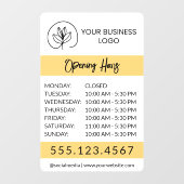 White & Yellow Small Business Logo Open Hours Raamsticker (Vel)