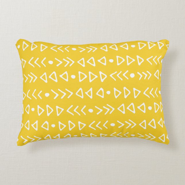White Yellow Triangle Arrow-patroon Accent Kussen (Voorkant)
