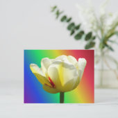 White Yellow Tulip Sluiten regenboogkleurig Briefk Briefkaart (Staand voorkant)