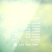 White Zakelijke openingstijden logo Raamsticker (Vel 3)