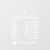 White Zakelijke openingstijden logo Raamsticker (Vel)