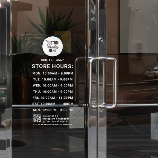 White Zakelijke Uren Logo QR Code Social Media  Raamsticker