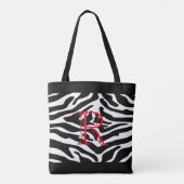 White Zebra Pattern over Elke kleur met monogram Tote Bag (Achterkant)