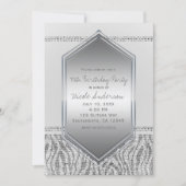 White Zebra Silver Glam Verjaardagsfeest Elk Evene Kaart (Voorkant)
