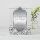 White Zebra Silver Glam Verjaardagsfeest Elk Evene Kaart (Staand voorkant)