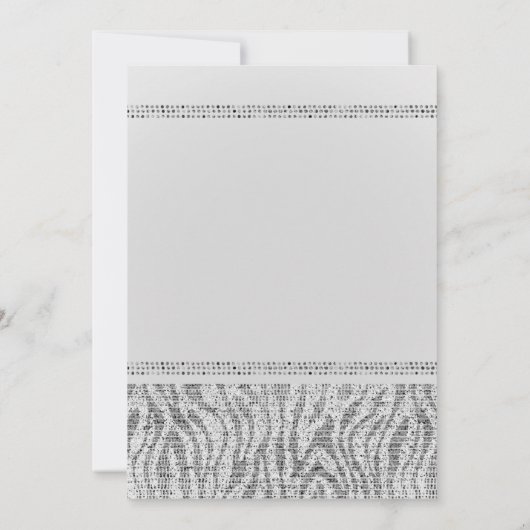 White Zebra Silver Glam Verjaardagsfeest Elk Evene Kaart (Achterkant)