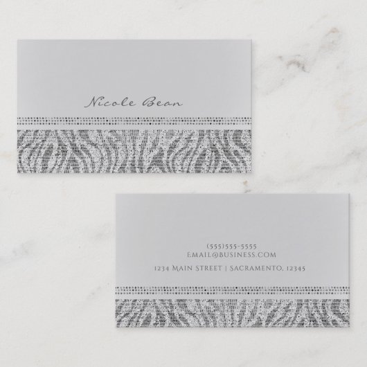 White Zebra Sparkle Sequins Glam Chic Modern Visitekaartje (Voorkant / Achterkant)