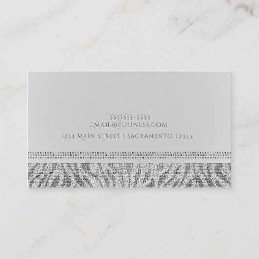 White Zebra Sparkle Sequins Glam Chic Modern Visitekaartje (Achterkant)