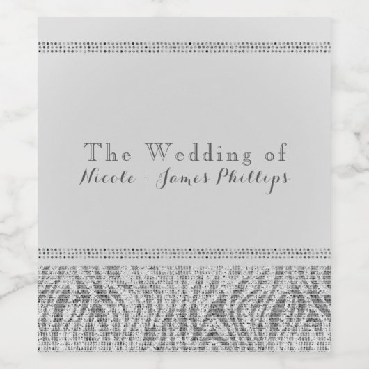 White Zebra Sparkle Sequins Glam Party Wine Labels Wijn Etiket (Enkel label)