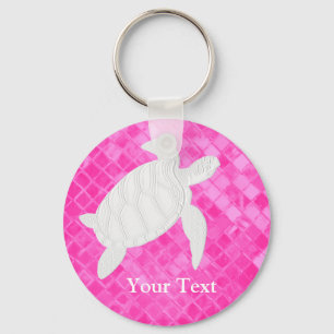 White Zee Turtle roze Zee Glass Personaliseren Sleutelhanger