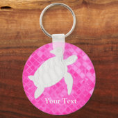White Zee Turtle roze Zee Glass Personaliseren Sleutelhanger (Voorkant)