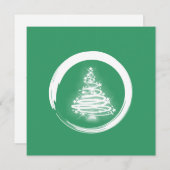 White Zen-kerstboom Feestdagenkaart (Voorkant / Achterkant)