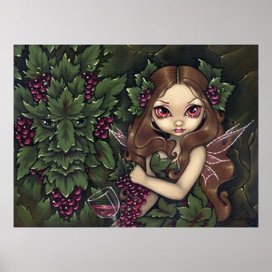 White Zinfandel ART PRINT wine fairy greenman (Voorkant)