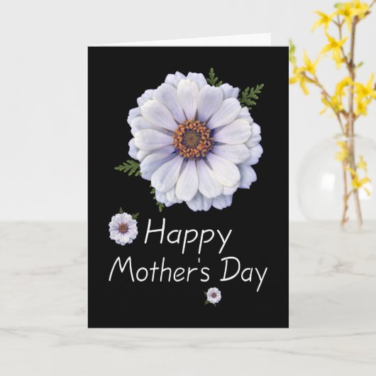 White Zinnia Moederdag Card Kaart (Gele Bloem)