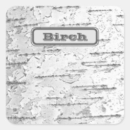 White, zoals in Birch Bark Foto met naam Vierkante Sticker
