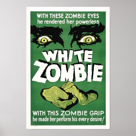 White Zombie Monster Movie Poster (Voorkant)