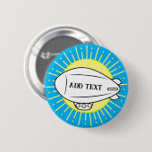 WhiteBlimp Ballon Blue Sky Custom Ronde Button 5,7 Cm (Voorkant /achterkant)