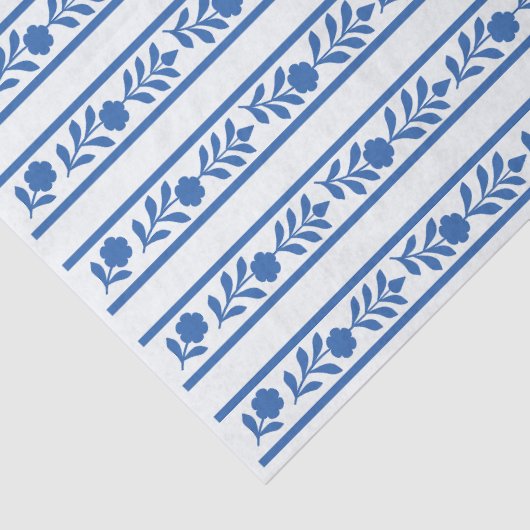 Whiteblue Bone Inlay Floral Border Decoupage Paper Tissuepapier (Detail)