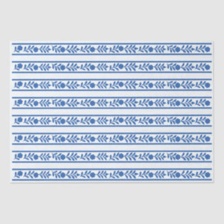 Whiteblue Bone Inlay Floral Border Decoupage Paper Tissuepapier