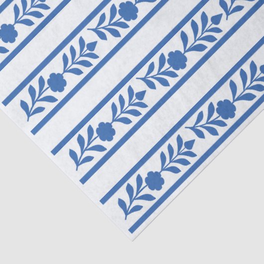 Whiteblue Bone inlay Floral Border Decoupage Paper Tissuepapier (Detail)