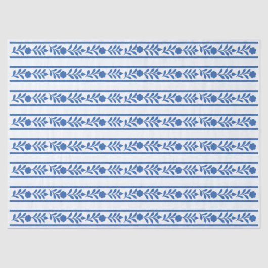 Whiteblue Bone inlay Floral Border Decoupage Paper Tissuepapier (Voorkant)