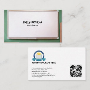 Whiteboard schoolleraar met QR-code Visitekaartje